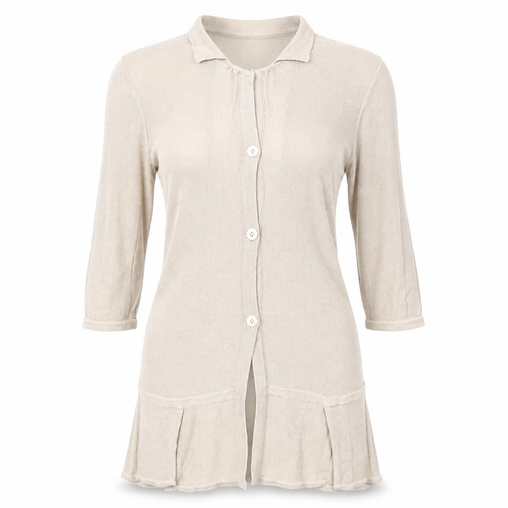 Wall Womens Beige Collared Cotton Cardigan Jumper Size M