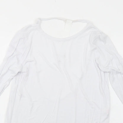 Missguided Womens White Viscose Basic T-Shirt Size 6 Round Neck - Open Back