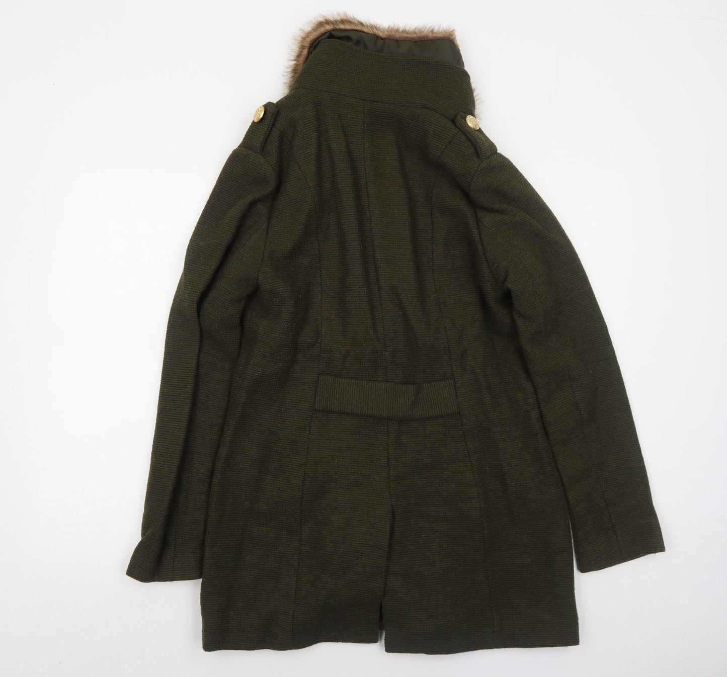 A&G Womens Green Pea Coat Coat Size L Button
