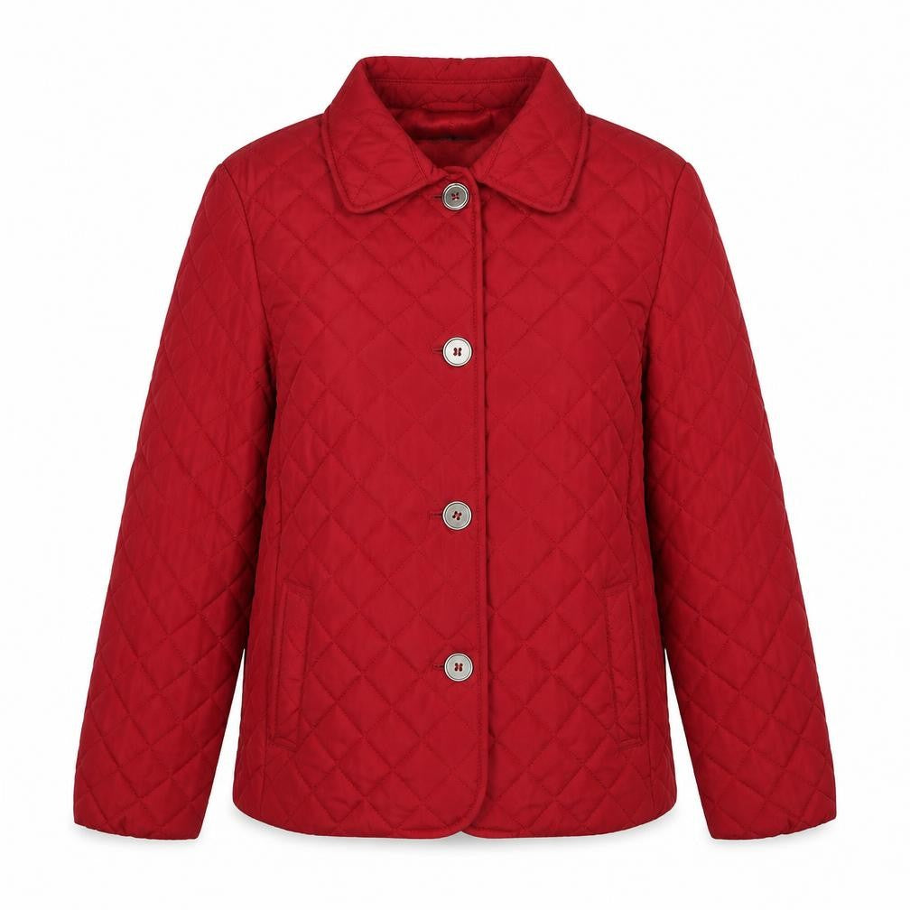 YBC Womens Red Quilted Jacket Size S Zip