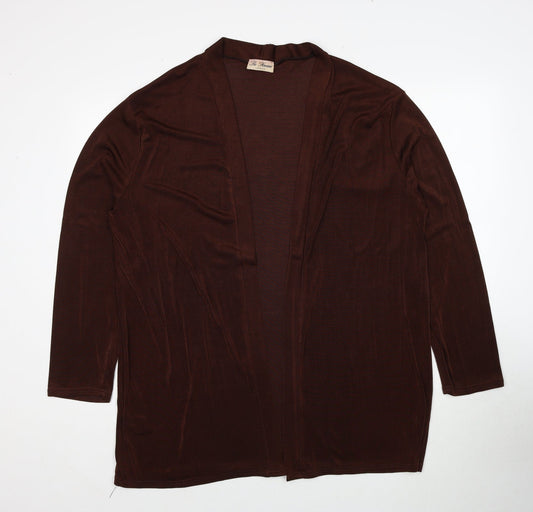 La Femme Womens Brown V-Neck Polyester Cardigan Jumper Size L Pullover