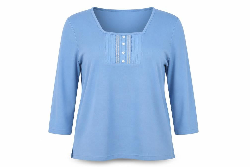 Bonmarché Womens Blue Square Neck Polyester Pullover Jumper Size XL