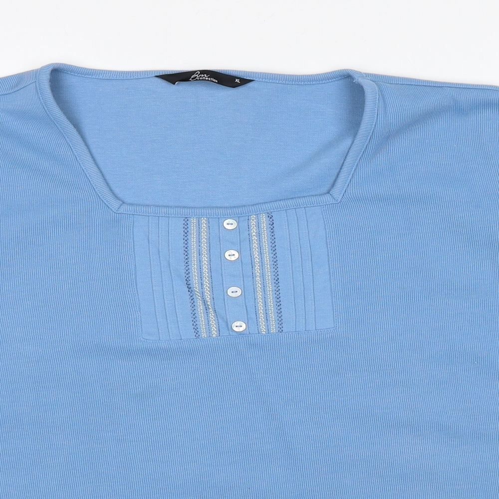 Bonmarché Womens Blue Square Neck Polyester Pullover Jumper Size XL