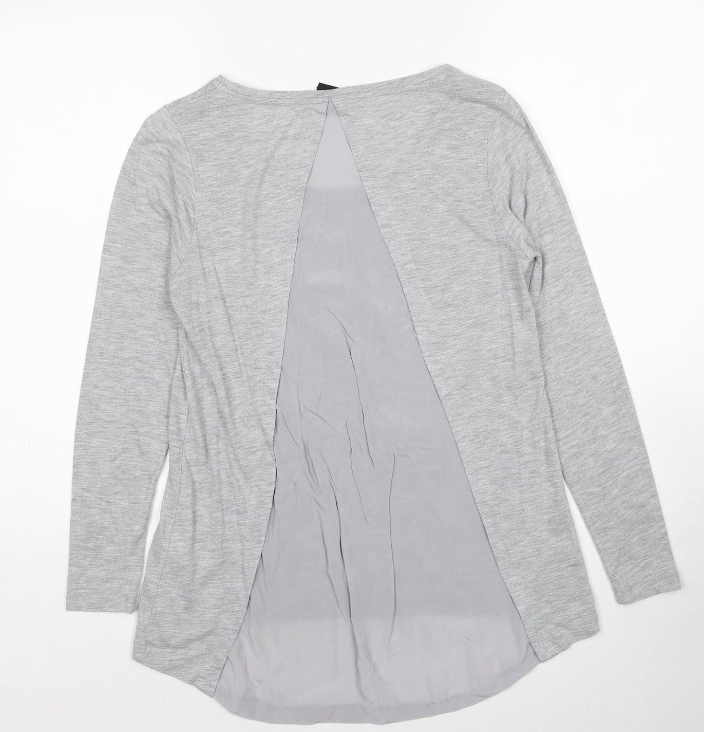 Selected Womens Grey Cotton Basic Blouse Size 6 Round Neck
