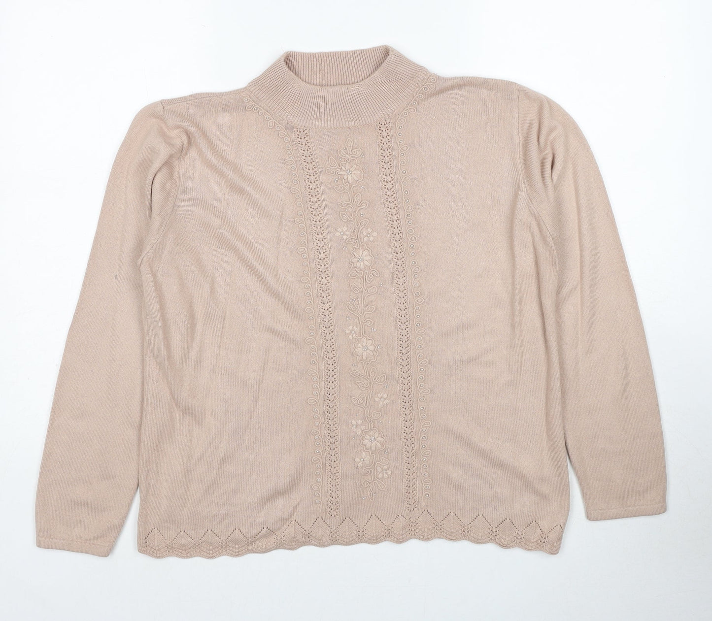 Fay Louise Womens Beige Round Neck Acrylic Pullover Jumper Size M