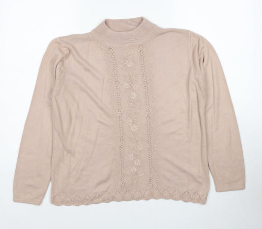 Fay Louise Womens Beige Round Neck Acrylic Pullover Jumper Size M