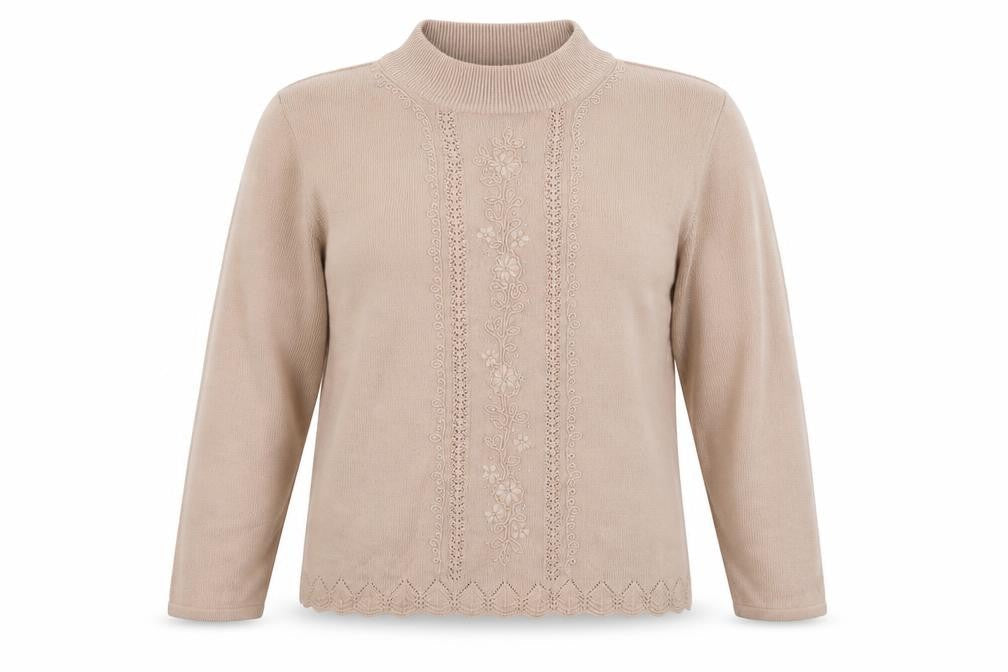 Fay Louise Womens Beige Round Neck Acrylic Pullover Jumper Size M