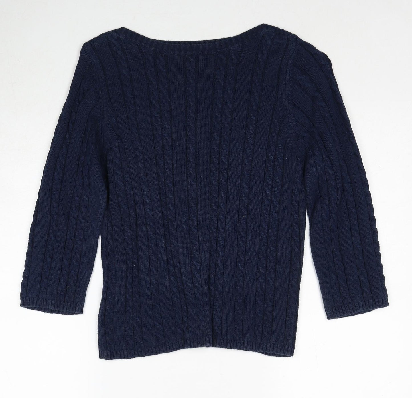 Joie de Vivre Womens Blue Boat Neck Cotton Pullover Jumper Size L