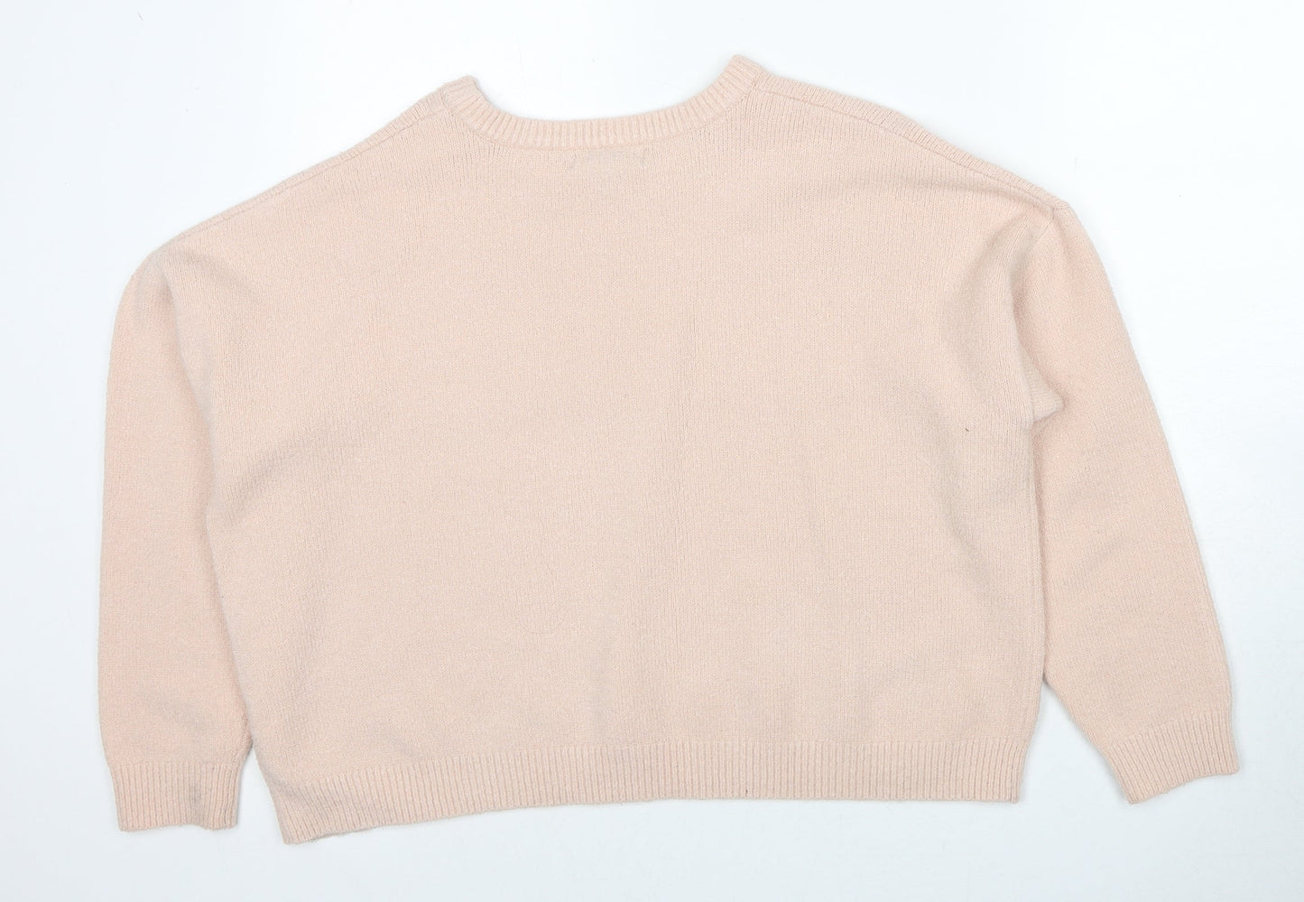 New Look Womens Pink Round Neck Acrylic Pullover Jumper Size L - No Rules