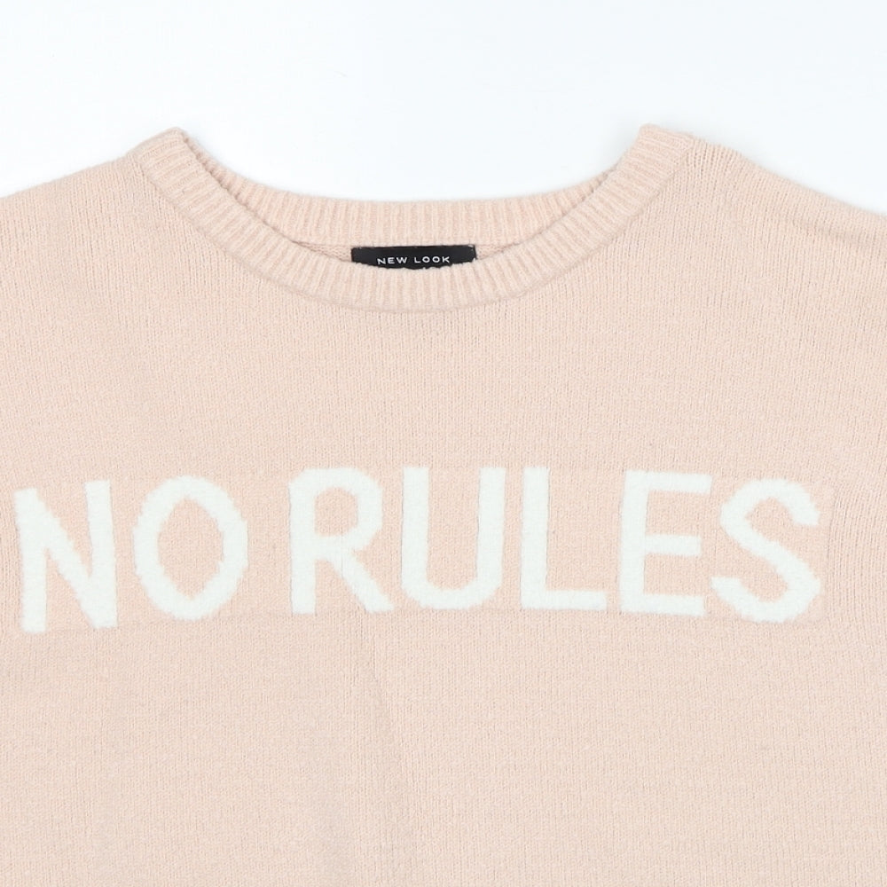 New Look Womens Pink Round Neck Acrylic Pullover Jumper Size L - No Rules