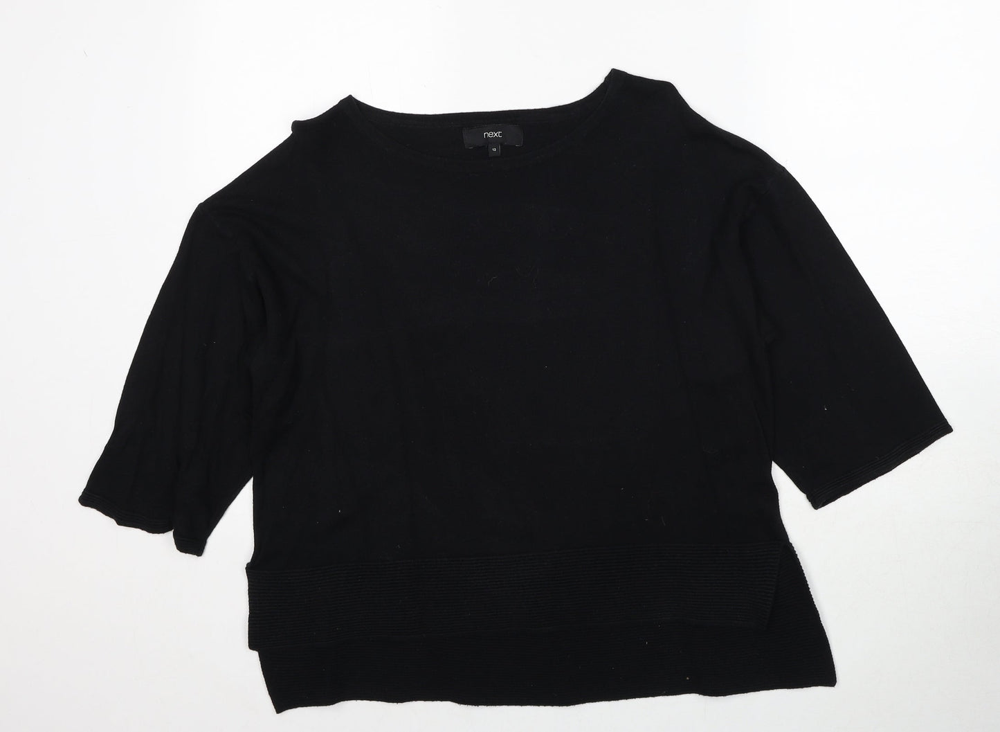 NEXT Womens Black Round Neck Cotton Pullover Jumper Size 12