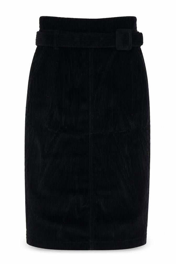 Denim & Co. Womens Black Cotton A-Line Skirt Size 8 Zip - Belt Included