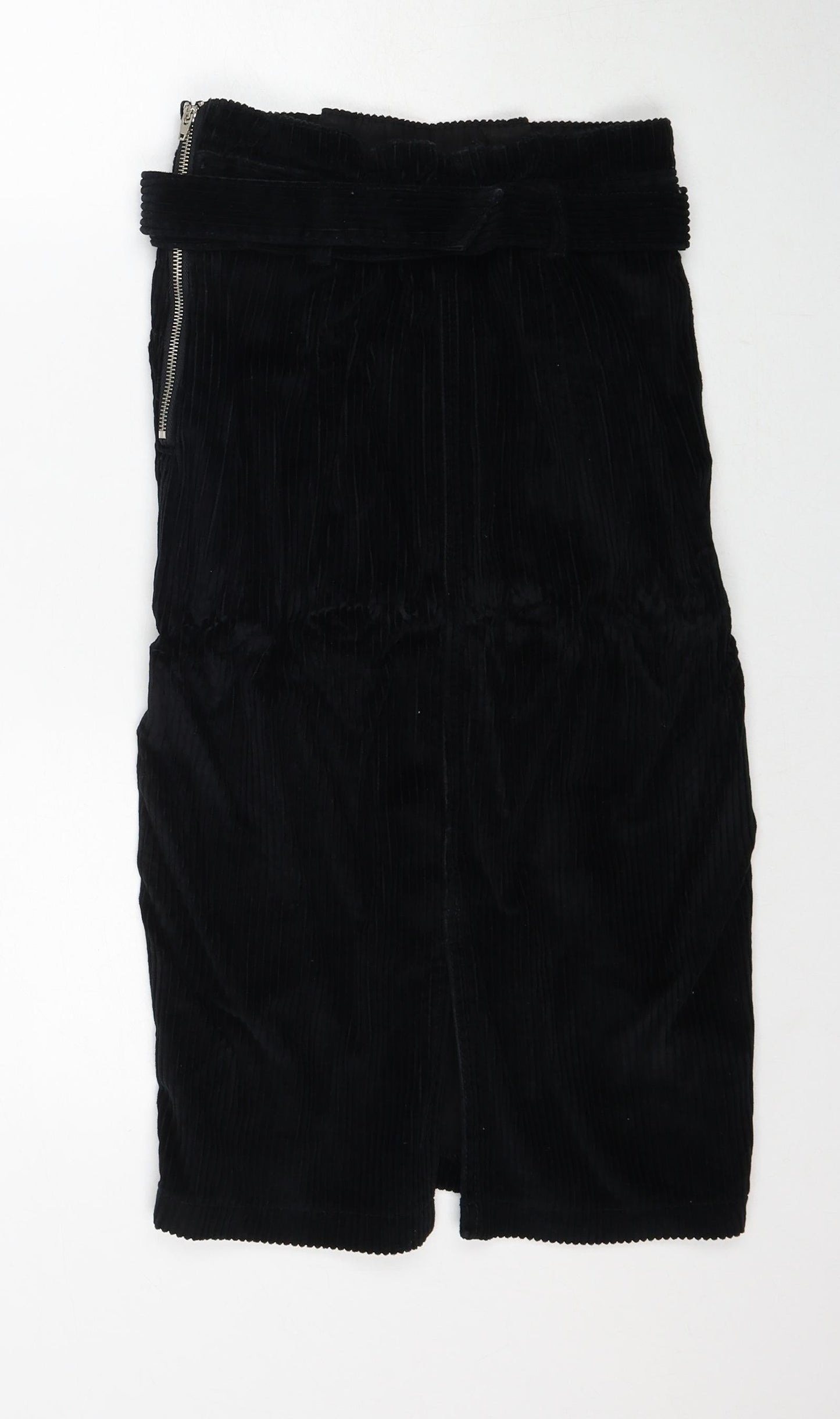 Denim & Co. Womens Black Cotton A-Line Skirt Size 8 Zip - Belt Included