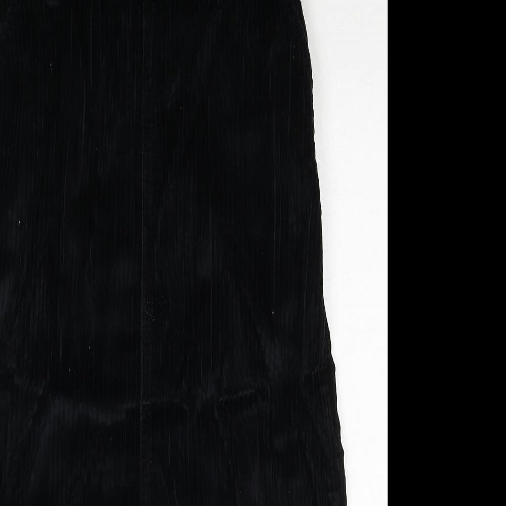 Denim & Co. Womens Black Cotton A-Line Skirt Size 8 Zip - Belt Included
