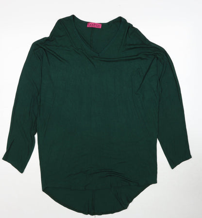 Boohoo Womens Green Viscose Basic Blouse Size S V-Neck
