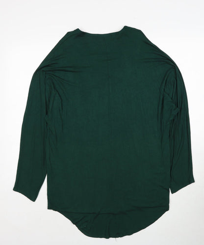 Boohoo Womens Green Viscose Basic Blouse Size S V-Neck