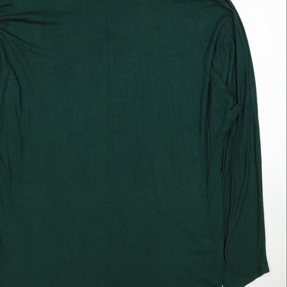 Boohoo Womens Green Viscose Basic Blouse Size S V-Neck