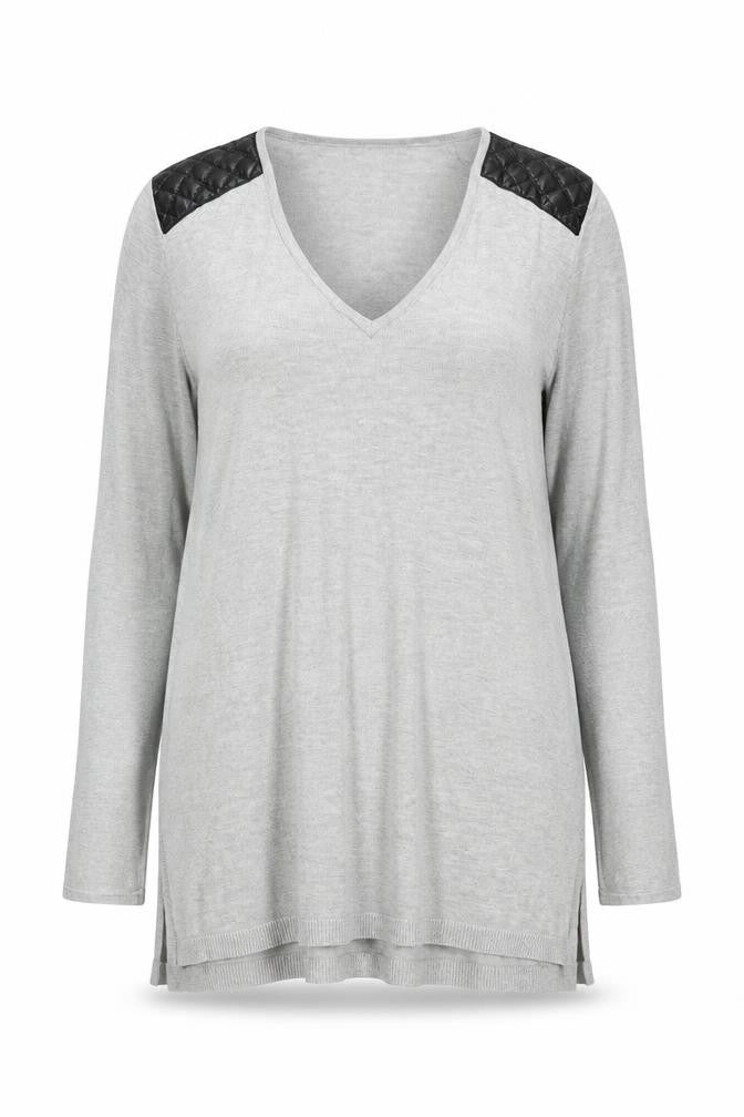H&M Womens Grey V-Neck Viscose Pullover Jumper Size S Pullover