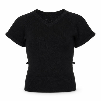 Tu Womens Black V-Neck Acrylic Pullover Jumper Size 14