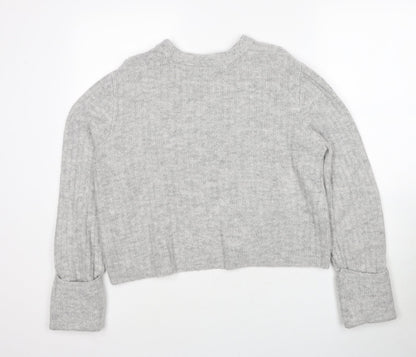 Divided by H&M Womens Grey Round Neck Acrylic Pullover Jumper Size L