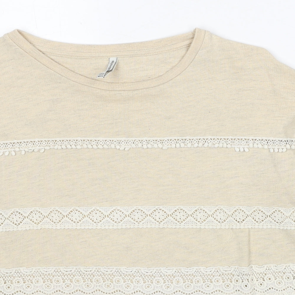 Stradivarius Womens Beige Round Neck Polyester Pullover Jumper Size XS