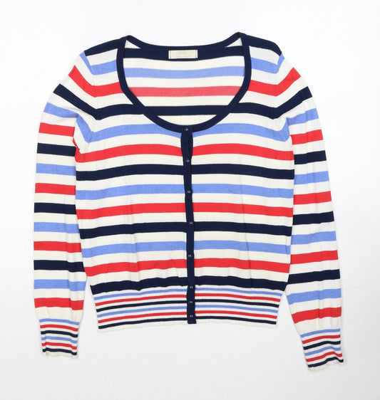Marks and Spencer Womens Multicoloured Scoop Neck Striped Viscose Cardigan Jumper Size 12