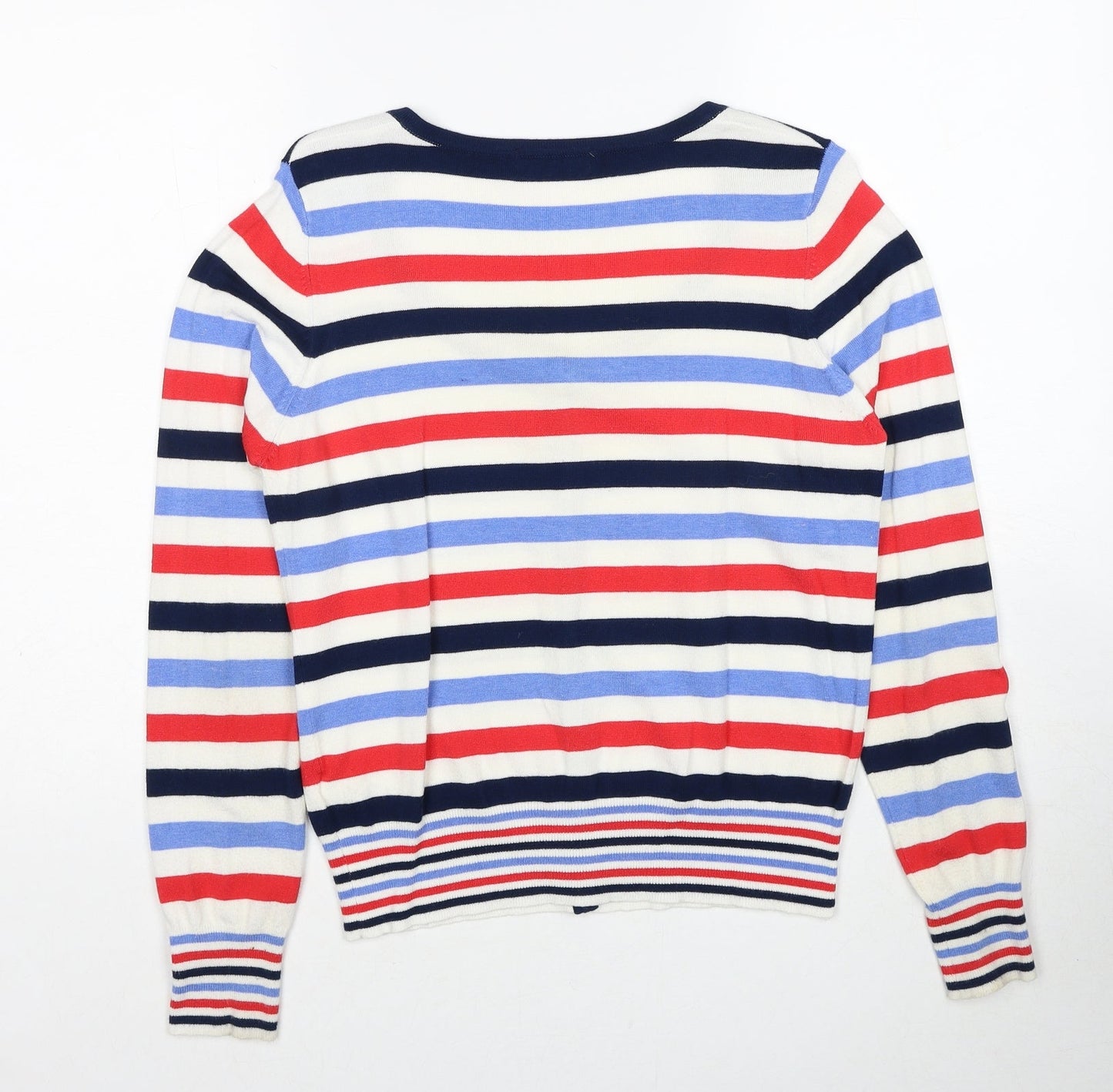 Marks and Spencer Womens Multicoloured Scoop Neck Striped Viscose Cardigan Jumper Size 12