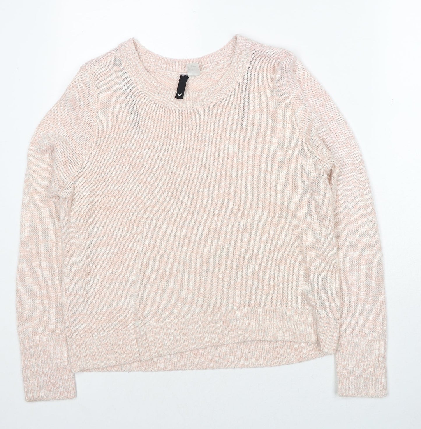 Divided by H&M Womens Pink Round Neck Acrylic Pullover Jumper Size M