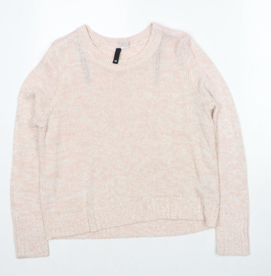 Divided by H&M Womens Pink Round Neck Acrylic Pullover Jumper Size M