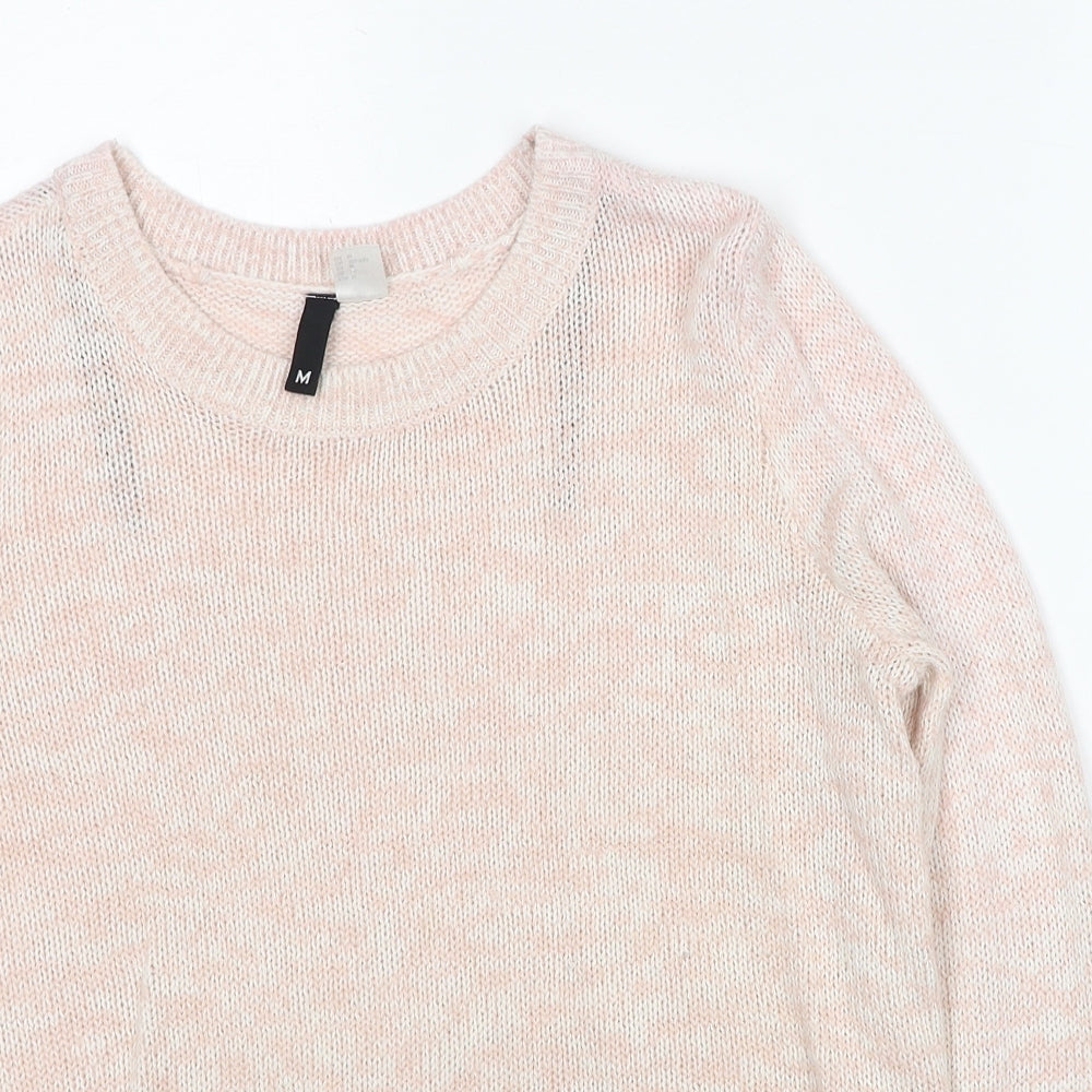 Divided by H&M Womens Pink Round Neck Acrylic Pullover Jumper Size M