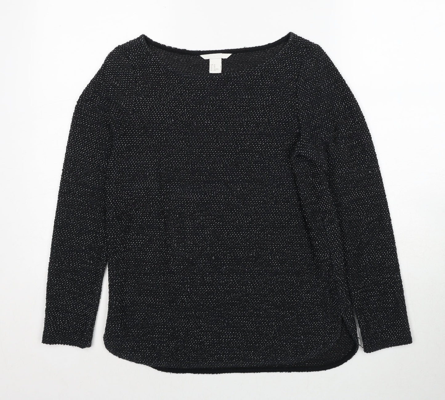Marks and Spencer Womens Black Boat Neck Cotton Pullover Jumper Size XS