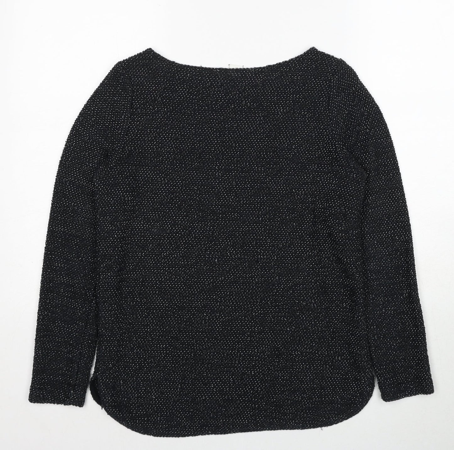 Marks and Spencer Womens Black Boat Neck Cotton Pullover Jumper Size XS