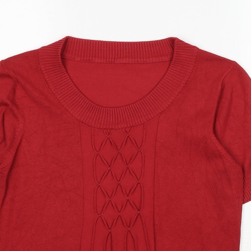 Preworn Womens Red Viscose Basic T-Shirt Size M Round Neck
