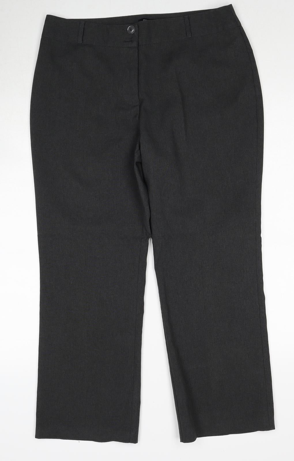 Papaya Womens Grey Polyester Trousers Size 14 Regular Zip