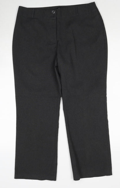 Papaya Womens Grey Polyester Trousers Size 14 Regular Zip