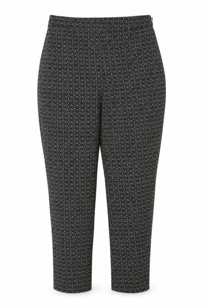 New Look Womens Black Geometric Viscose Trousers Size 8 Regular Zip