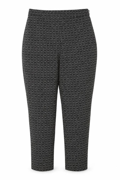 New Look Womens Black Geometric Viscose Trousers Size 8 Regular Zip