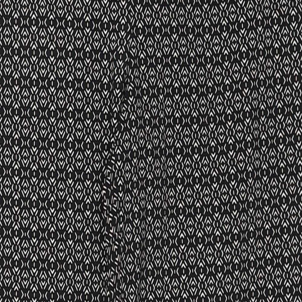 New Look Womens Black Geometric Viscose Trousers Size 8 Regular Zip