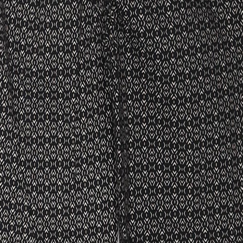 New Look Womens Black Geometric Viscose Trousers Size 8 Regular Zip