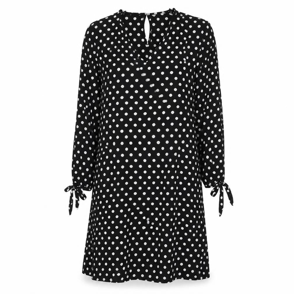 Papaya Womens Black Polka Dot Viscose A-Line Size 10 V-Neck Pullover