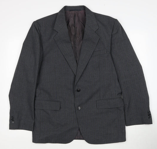 Preworn Mens Grey Polyester Jacket Suit Jacket Size 42 Regular