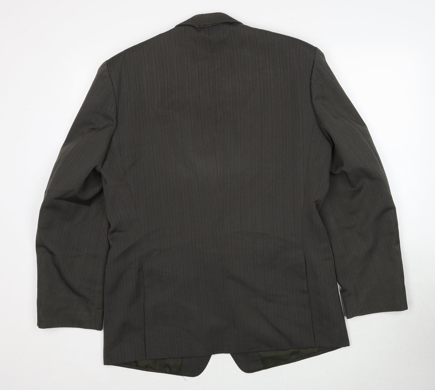 Wellington Mens Green Striped Polyester Jacket Suit Jacket Size 42 Regular