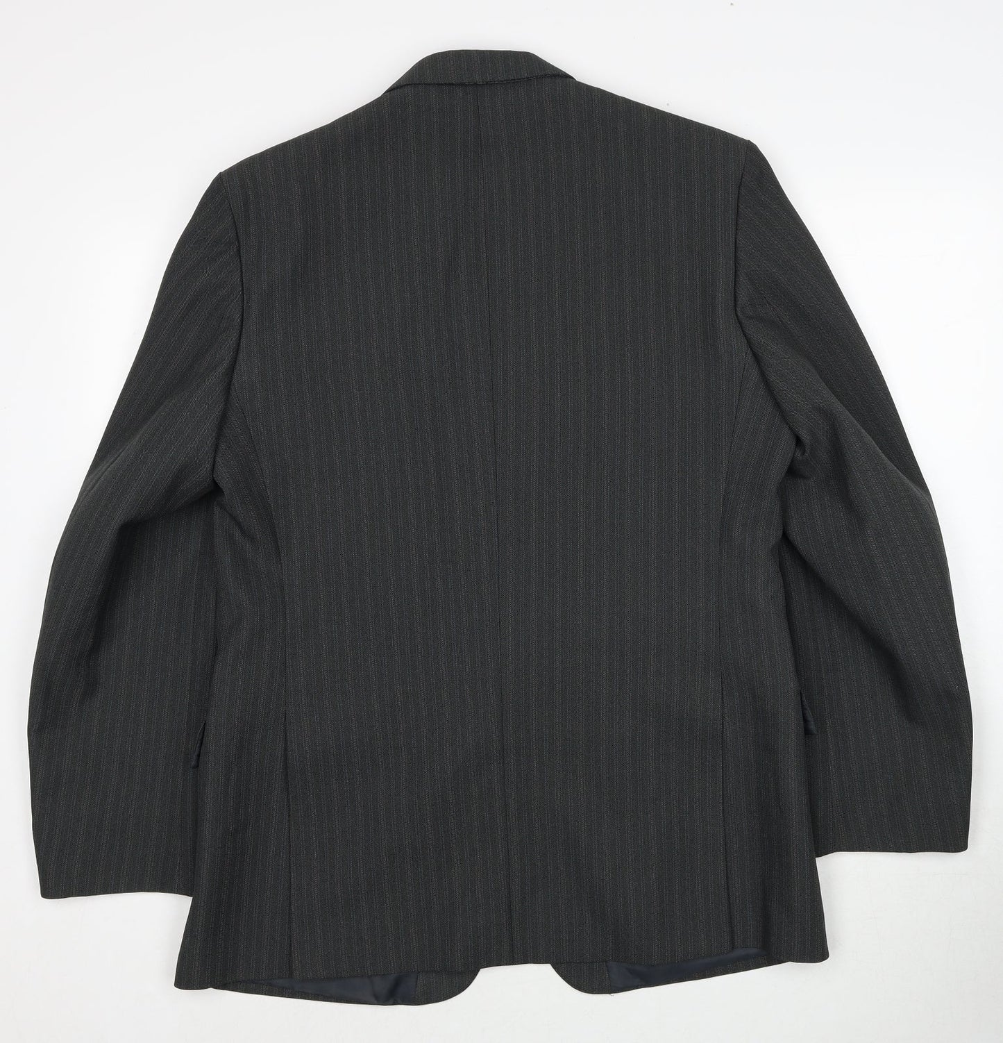 GreenWoods Mens Grey Striped Polyester Jacket Suit Jacket Size 42 Regular