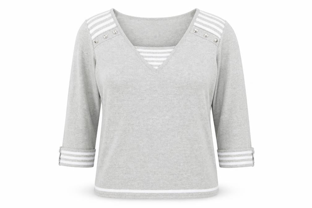 Abifel Womens Grey V-Neck Acrylic Pullover Jumper Size 16
