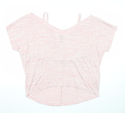 New Look Womens Pink Viscose Basic Blouse Size M V-Neck