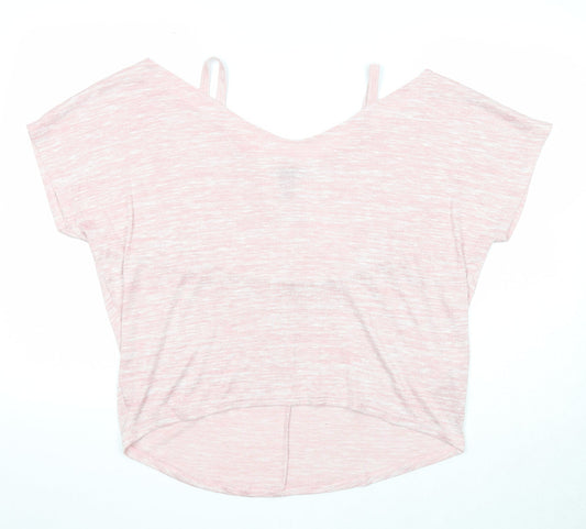 New Look Womens Pink Viscose Basic Blouse Size M V-Neck