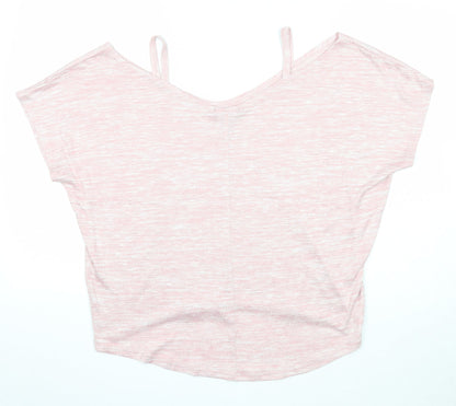 New Look Womens Pink Viscose Basic Blouse Size M V-Neck