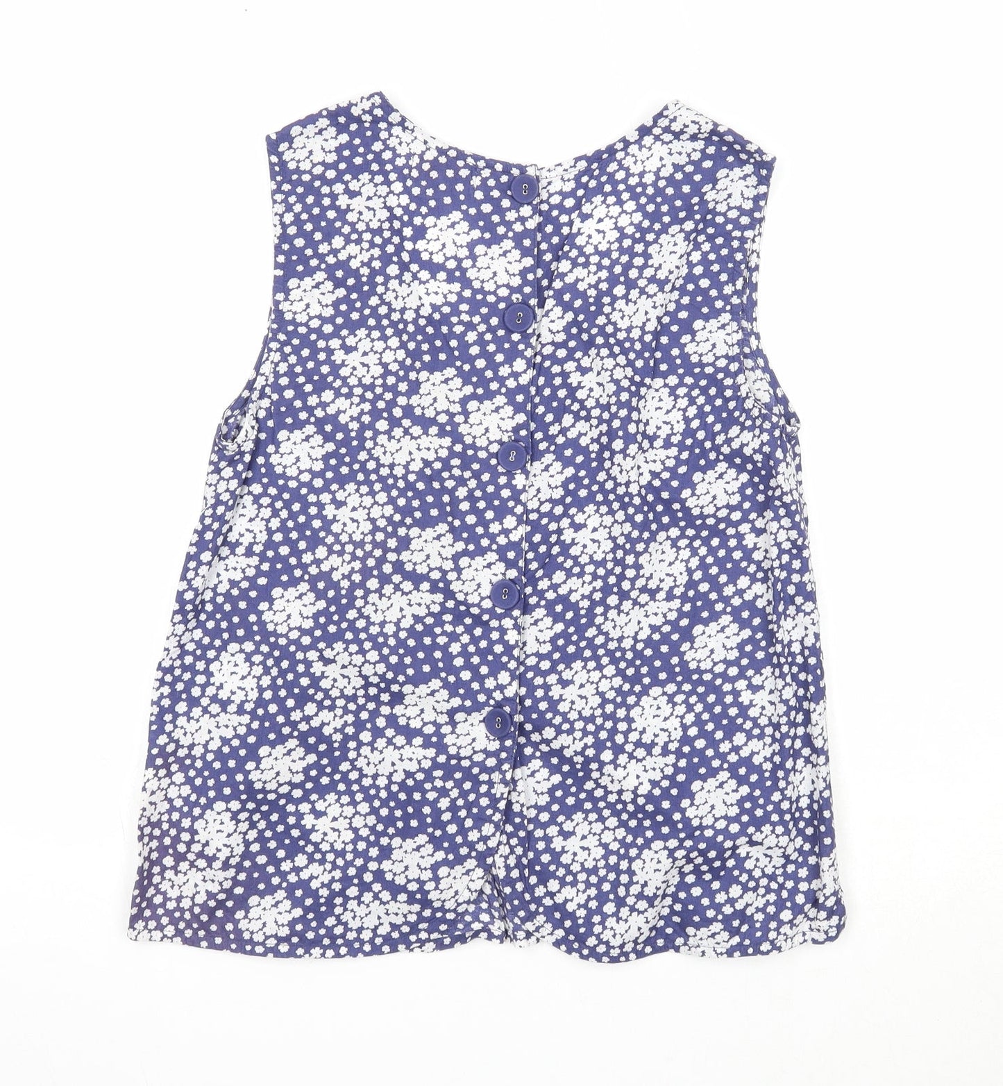 River Island Womens Blue Floral Cotton Basic Tank Size 8 Scoop Neck