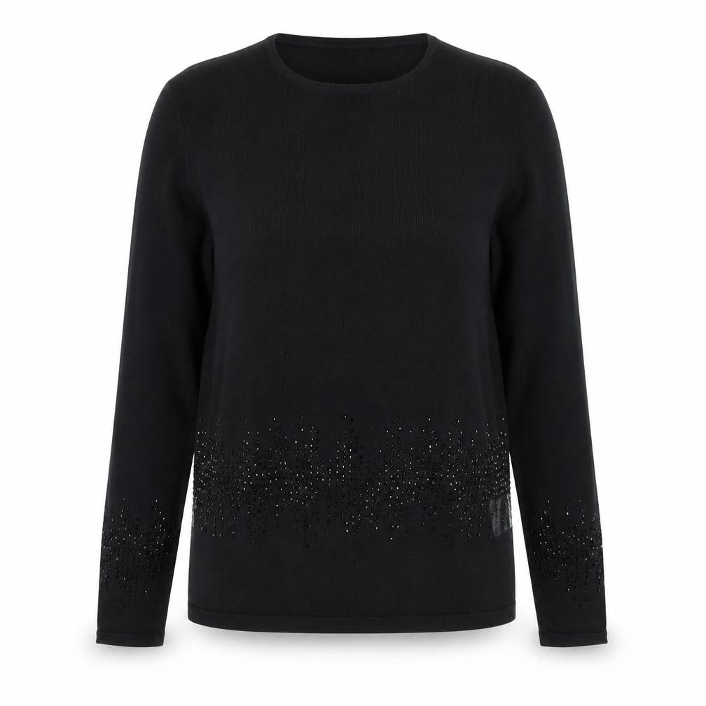 Jumper Womens Black Round Neck Viscose Pullover Jumper Size M