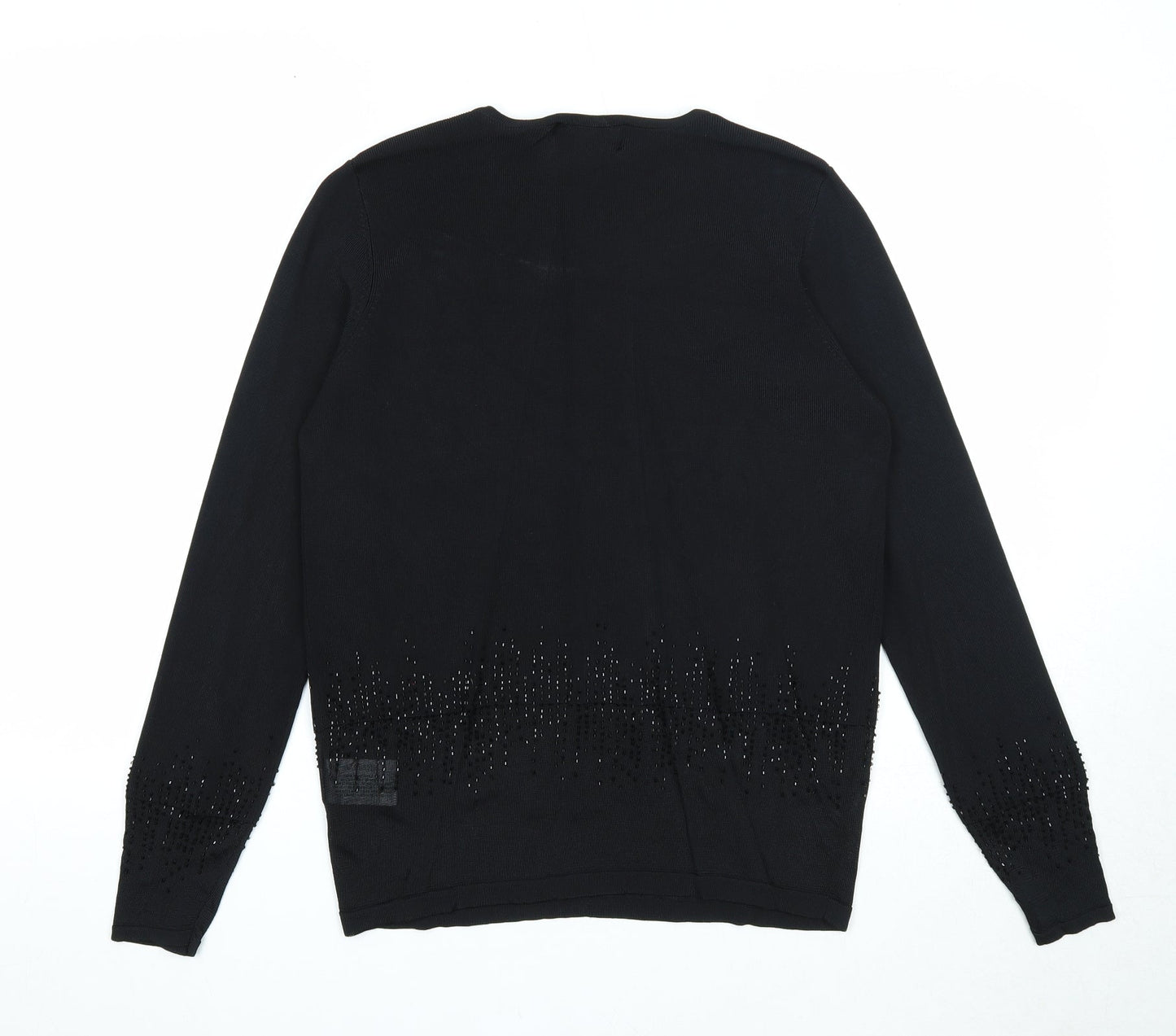 Jumper Womens Black Round Neck Viscose Pullover Jumper Size M